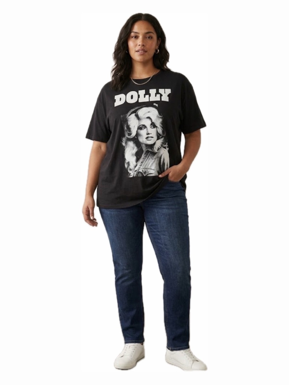 DOLLY PARTON UNISEX XL BLACK/WHITE PORTRAIT COTTON SHIRT SLEEVE T-SHIRT WORN 1X